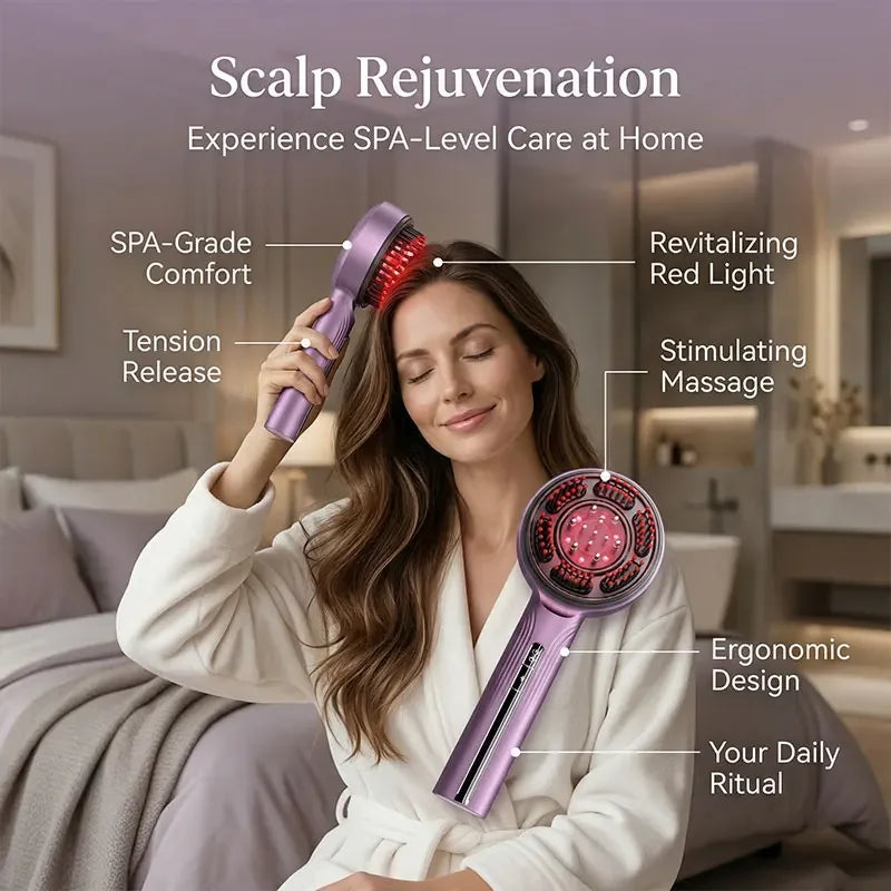 Electric EMS Scalp Massager Comb Red Light Therapy Hair Growth Massage Brush Anti Hair Loss Liquid Applicator Hair Care Styling