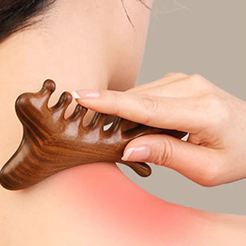 Neck Facial Head Body Massager No Battery Manual Massage Tool Meridian Scalp 4-in-1 Comb Massage Acupoint Nose Scraper